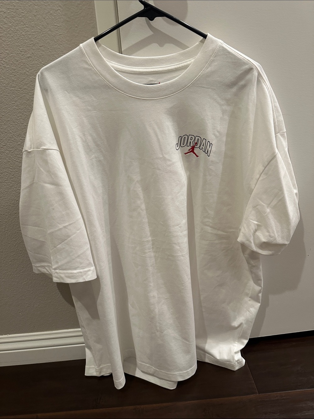 Jordan White Short Sleeve Tee with Red Jumpman Logo